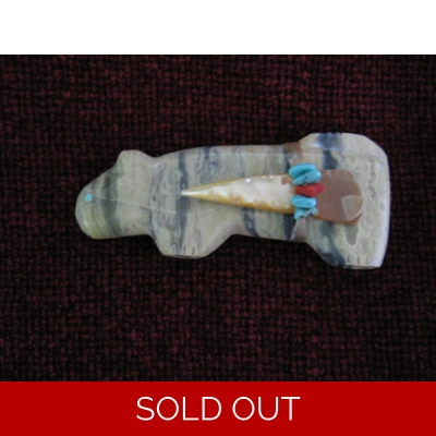 Green Serpentine Mountain Lion 3" L x 1-1/4" H by Evalena Boone